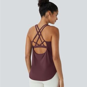 Halara UltraSculpt™ Round Neck Curved Hem Workout Tank Top - Evening Red NWT